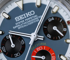 Seiko Daytona Mod Blue Dial Red Subdial Transparent Case