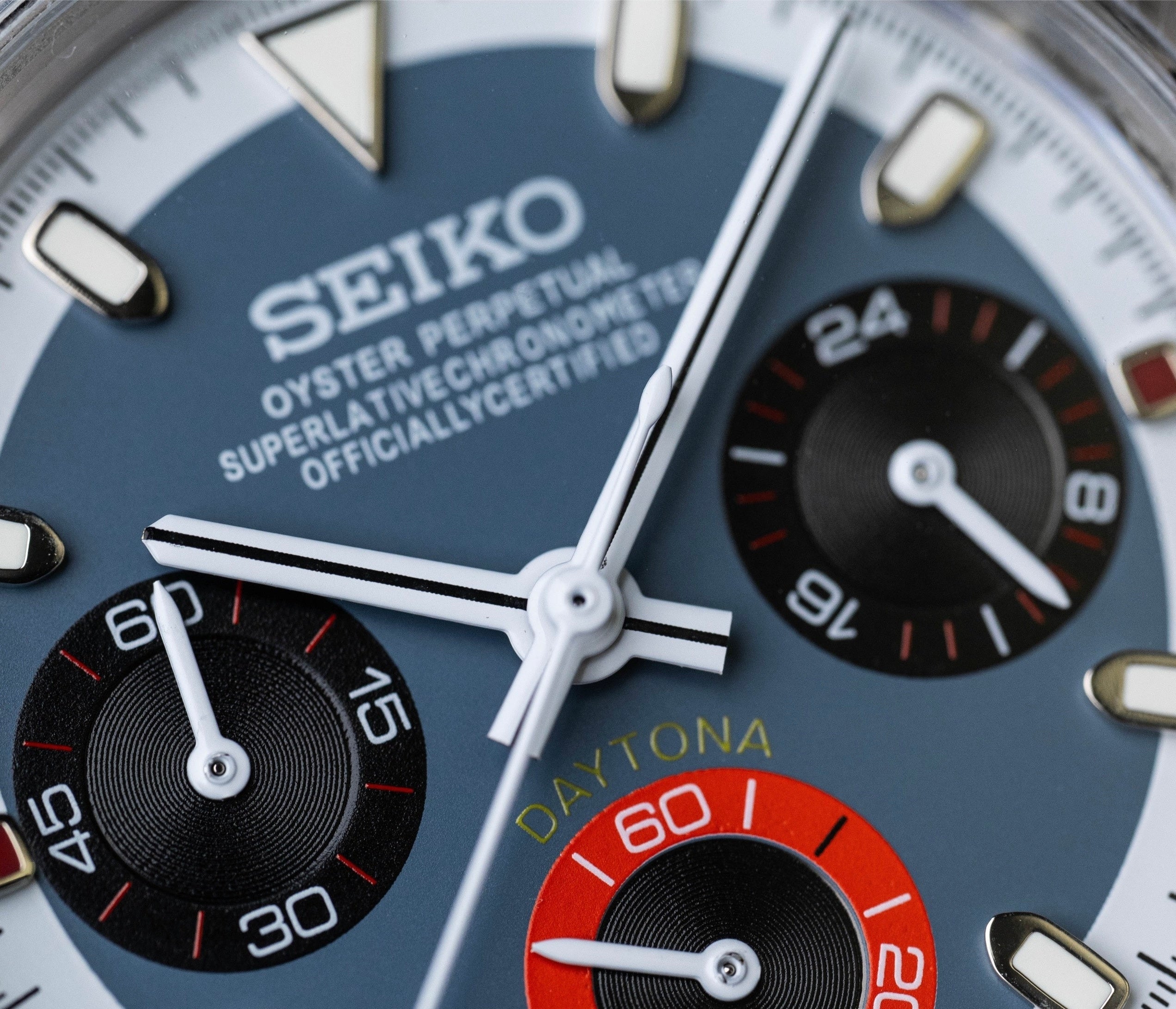 Seiko Daytona Mod Blue Dial Red Subdial Transparent Case