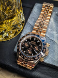 Seiko Daytona Mod Rose Gold Black Dial Gold Jubilee Bracelet