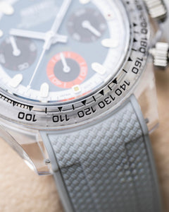 Seiko Daytona Mod Blue Dial Red Subdial Transparent Case