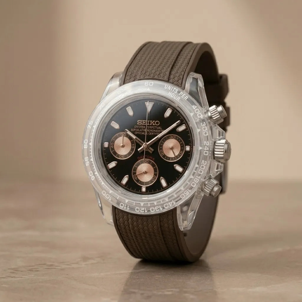 Seiko Daytona Mod Transparent Case Black Dial