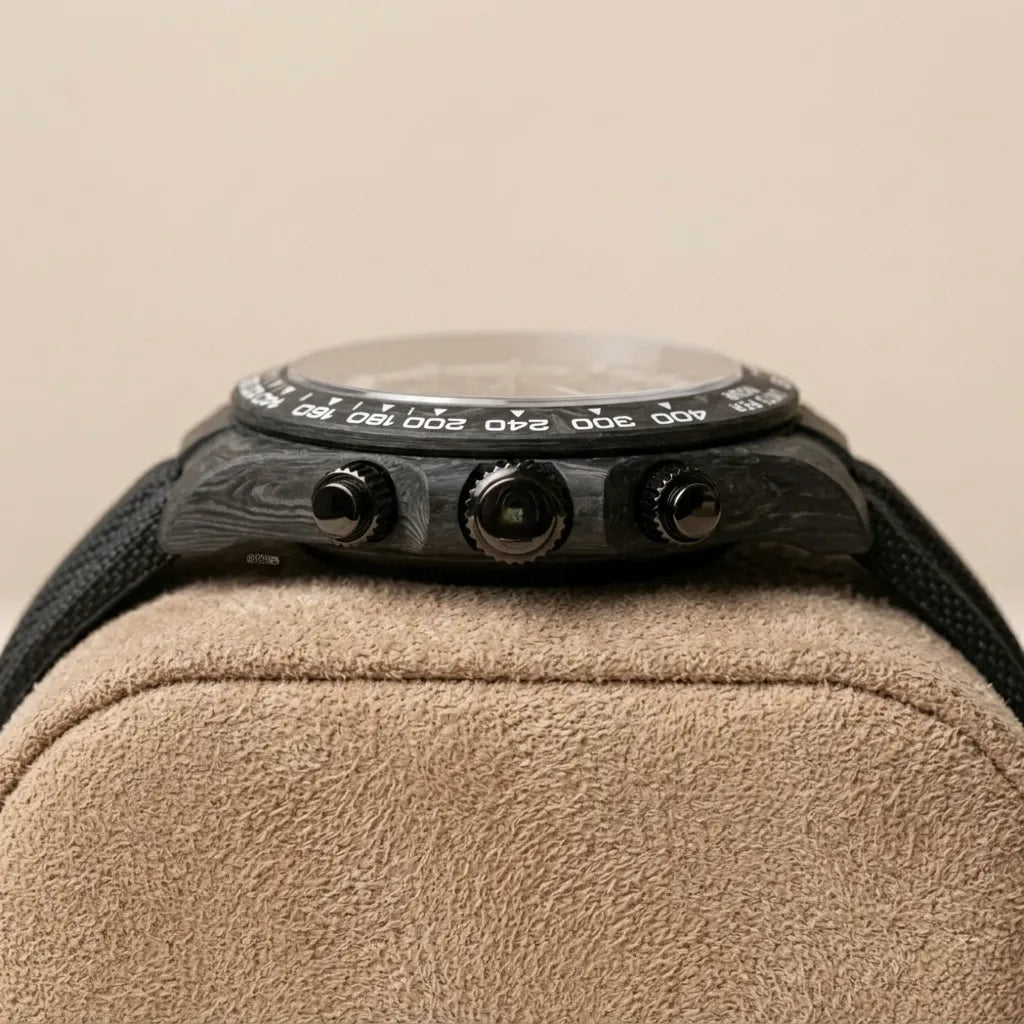 Seiko Daytona Mod Carbon Fibre Case Black and White Dial