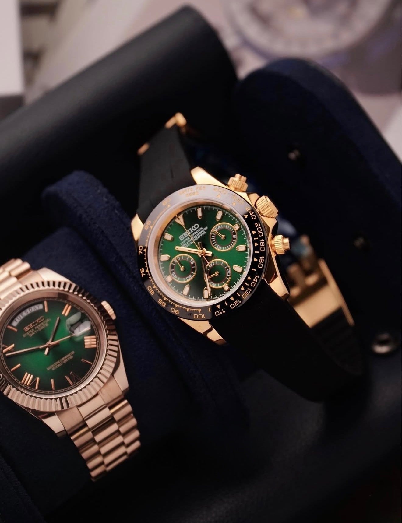 Seiko Daytona Mod Gold Green Dial