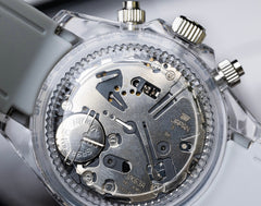 Seiko Daytona Mod Blue Dial Red Subdial Transparent Case