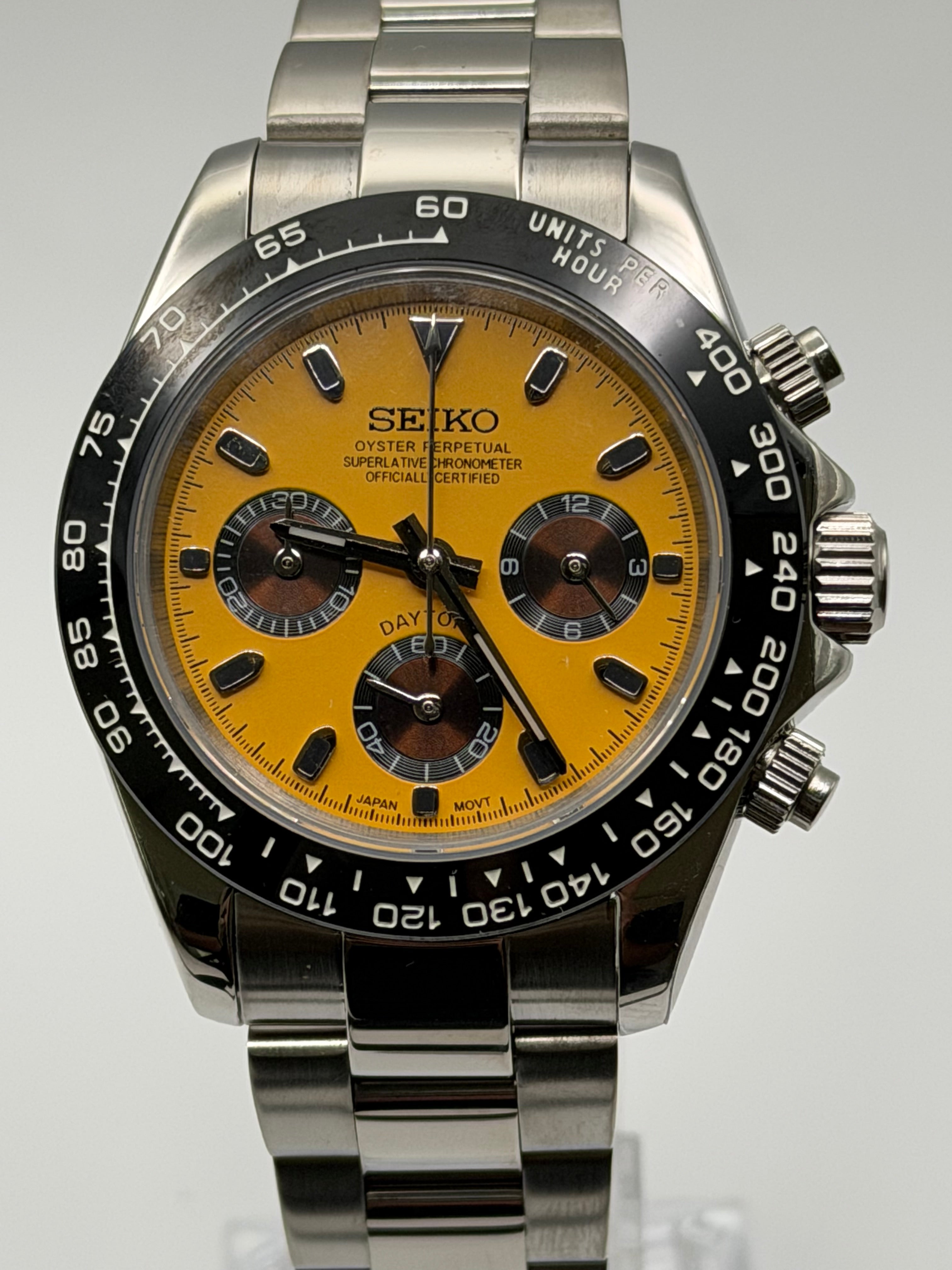 Seiko Daytona Mod Yellow Dial Brown Subdials