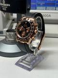 Seiko Daytona Mod Rose Gold Case Black Arabic Dial