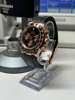 Seiko Daytona Mod Rose Gold Case Black Arabic Dial