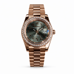 Seiko Mod Datejust Gold Diamond Olive Arabic