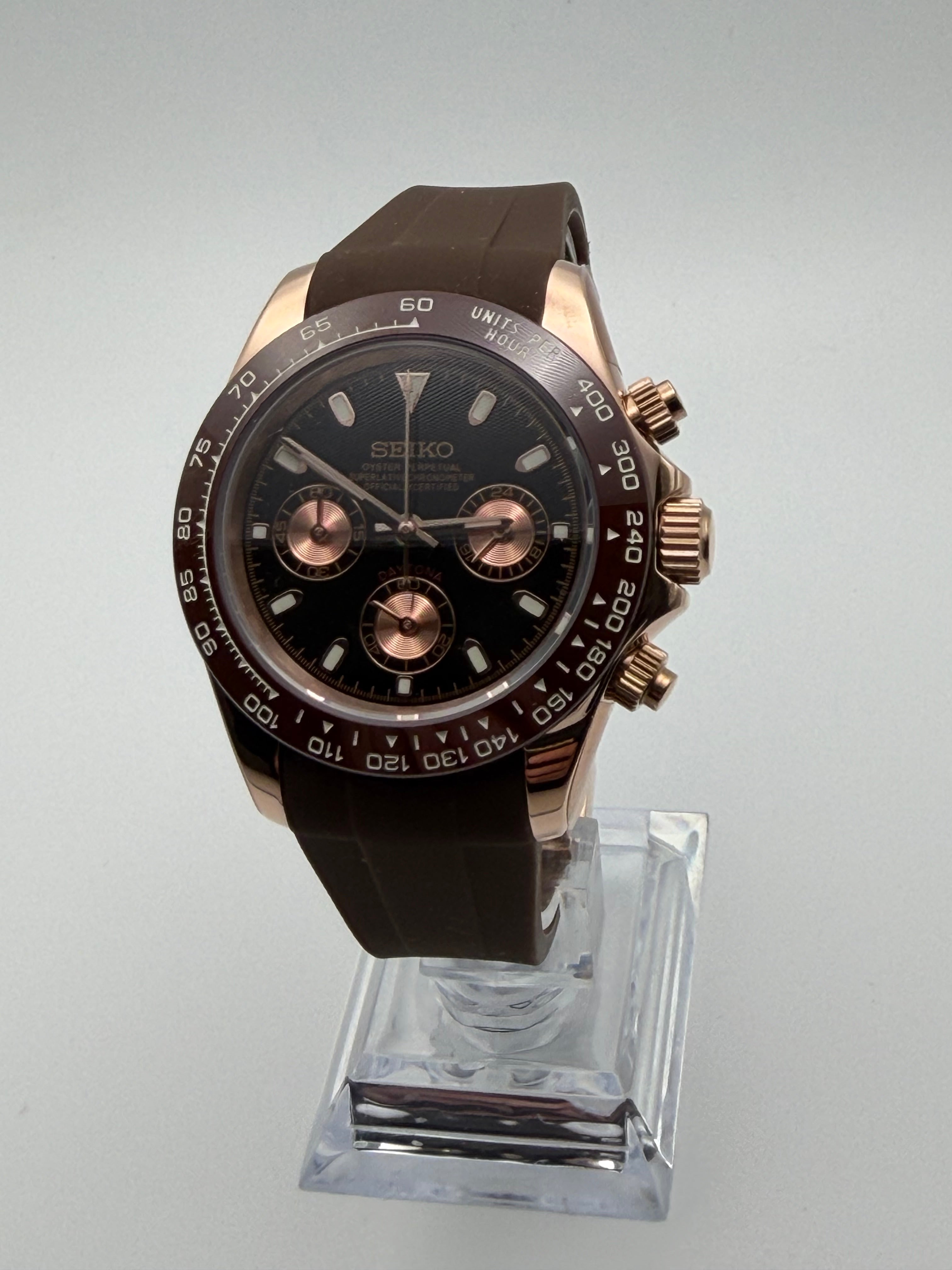 Seiko Daytona Mod Caramel Mocha Black Dial