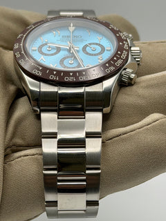 Seiko Daytona Mod Platinum Blue Arabic Dial