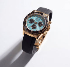 Seiko Daytona Mod Gold Oyster-Flex Bracelet Tiffany Blue Dial