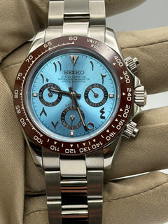 Seiko Daytona Mod Platinum Blue Arabic Dial