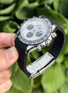 Seiko Daytona Mod Silver Steel Meteorite Dial