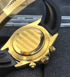 Seiko Daytona Mod Gold White Dial Oyster-Flex Strap