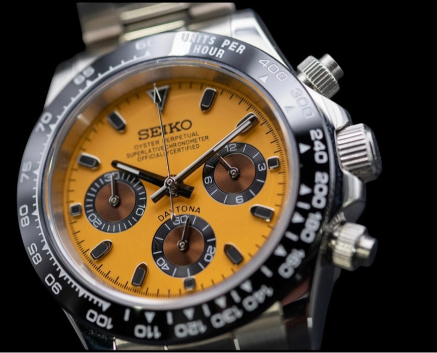 Seiko Daytona Mod Yellow Dial Brown Subdials