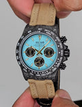 Seiko Daytona Mod Carbon Fibre Case Tiffany Blue Dial