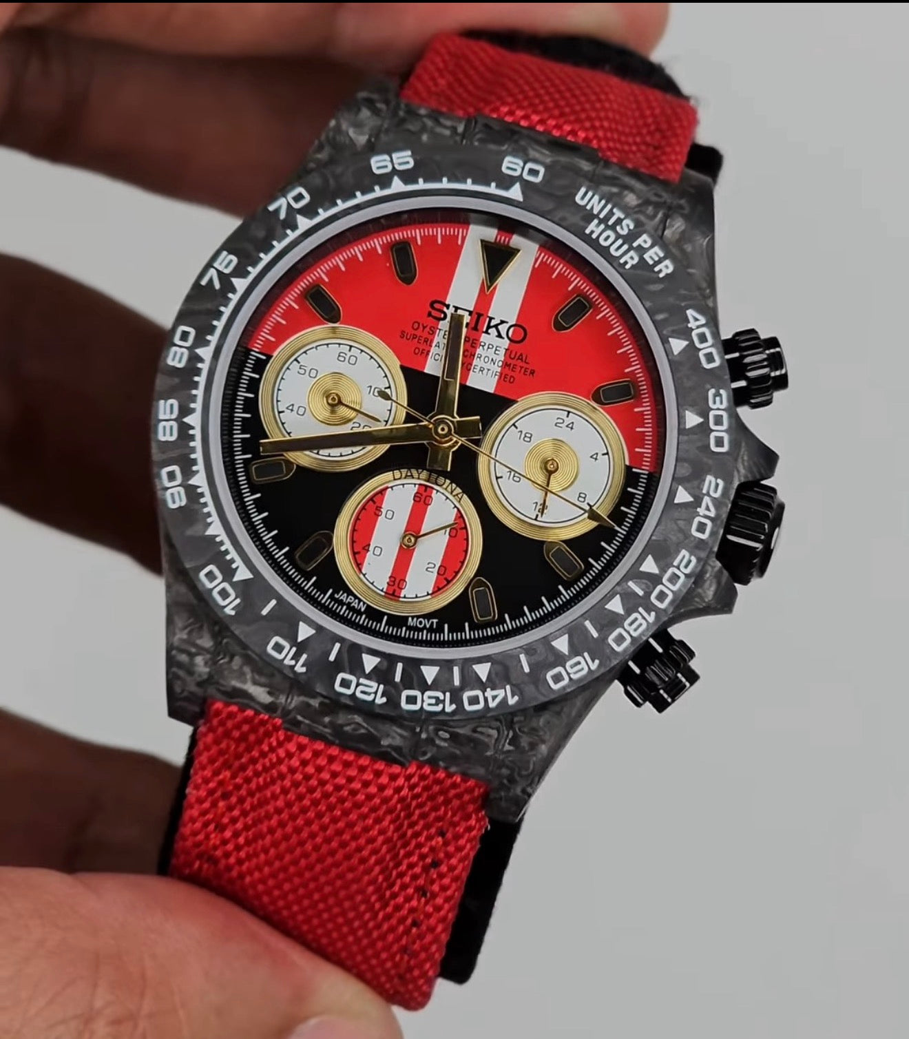 Seiko Daytona Mod Carbon Fibre Case Special Edition Dial