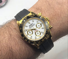 Seiko Daytona Mod Gold White Dial Oyster-Flex Strap