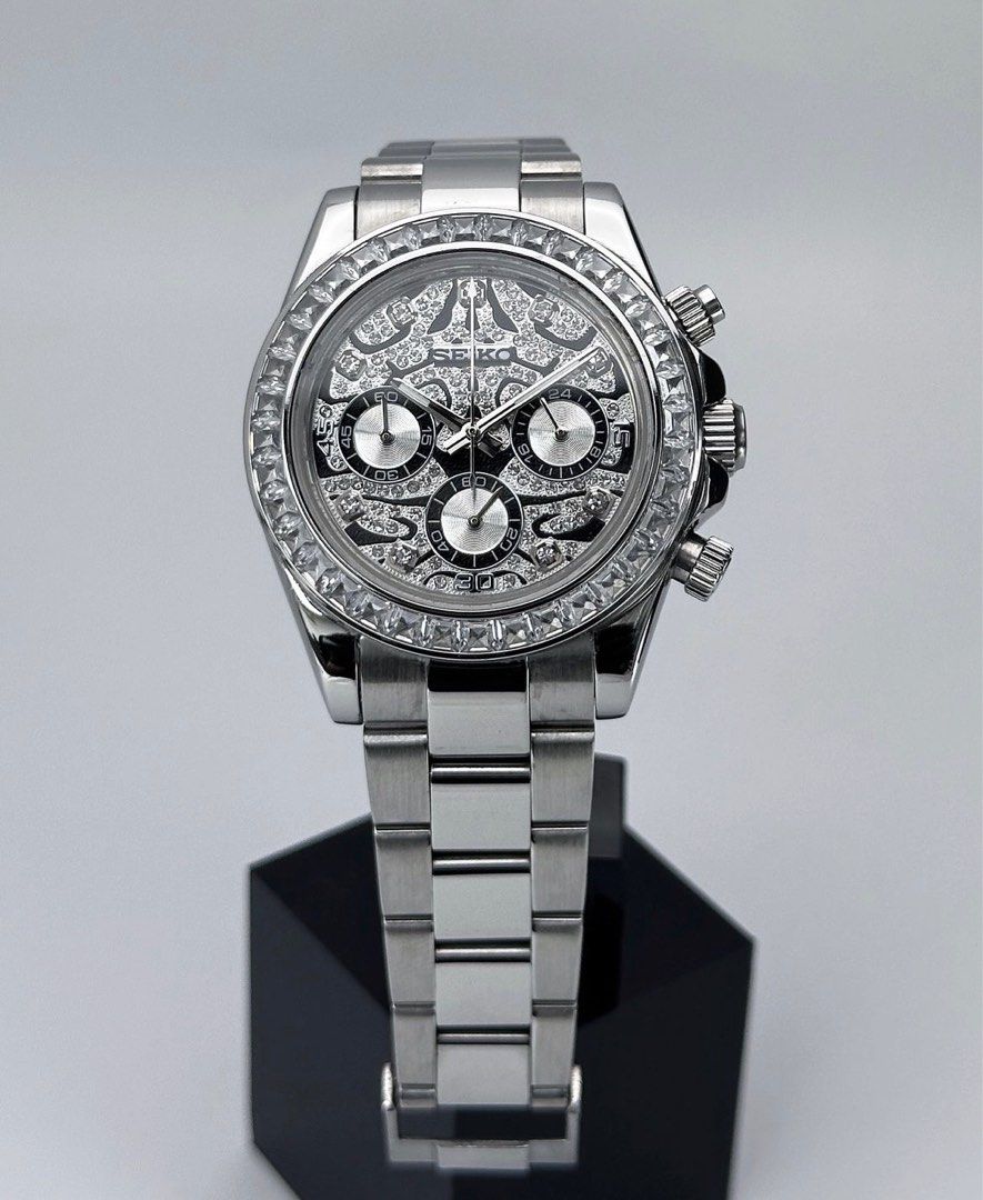 Seiko Daytona Mod Stainless Steel Case Eye of the Tiger Dial