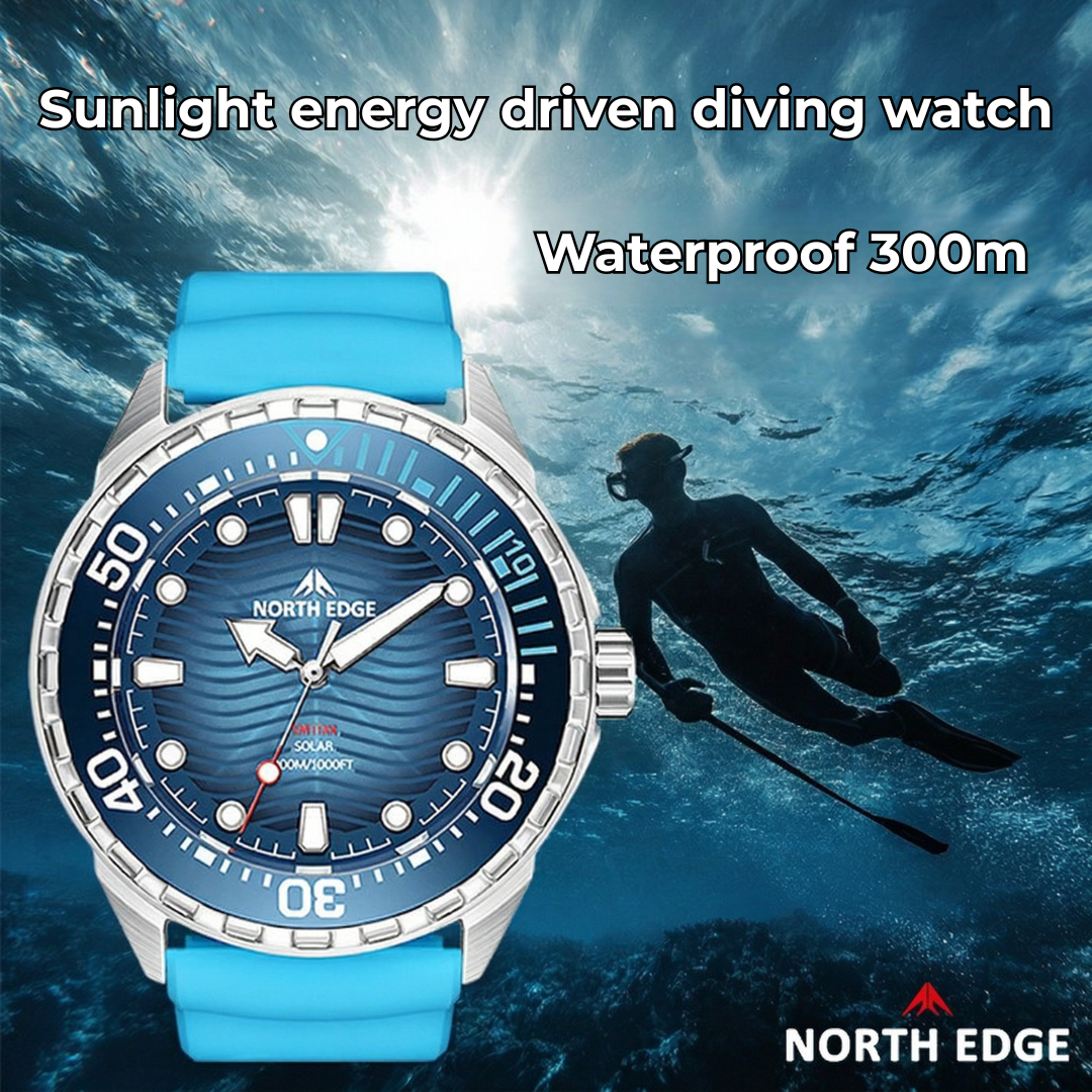 North Edge Stainless Steel Solar Powered Diving Watch