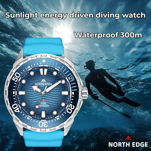 North Edge Stainless Steel Solar Powered Diving Watch