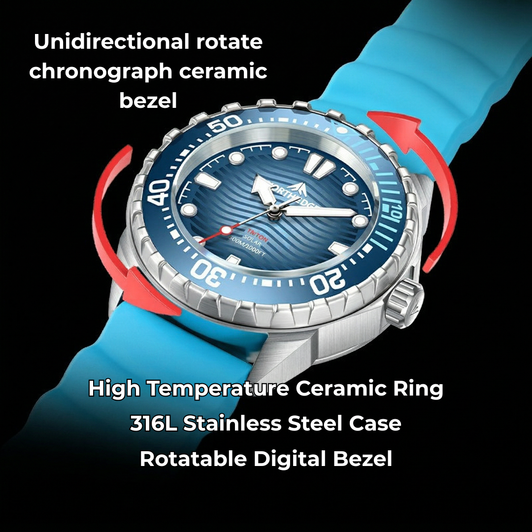 North Edge Stainless Steel Solar Powered Diving Watch