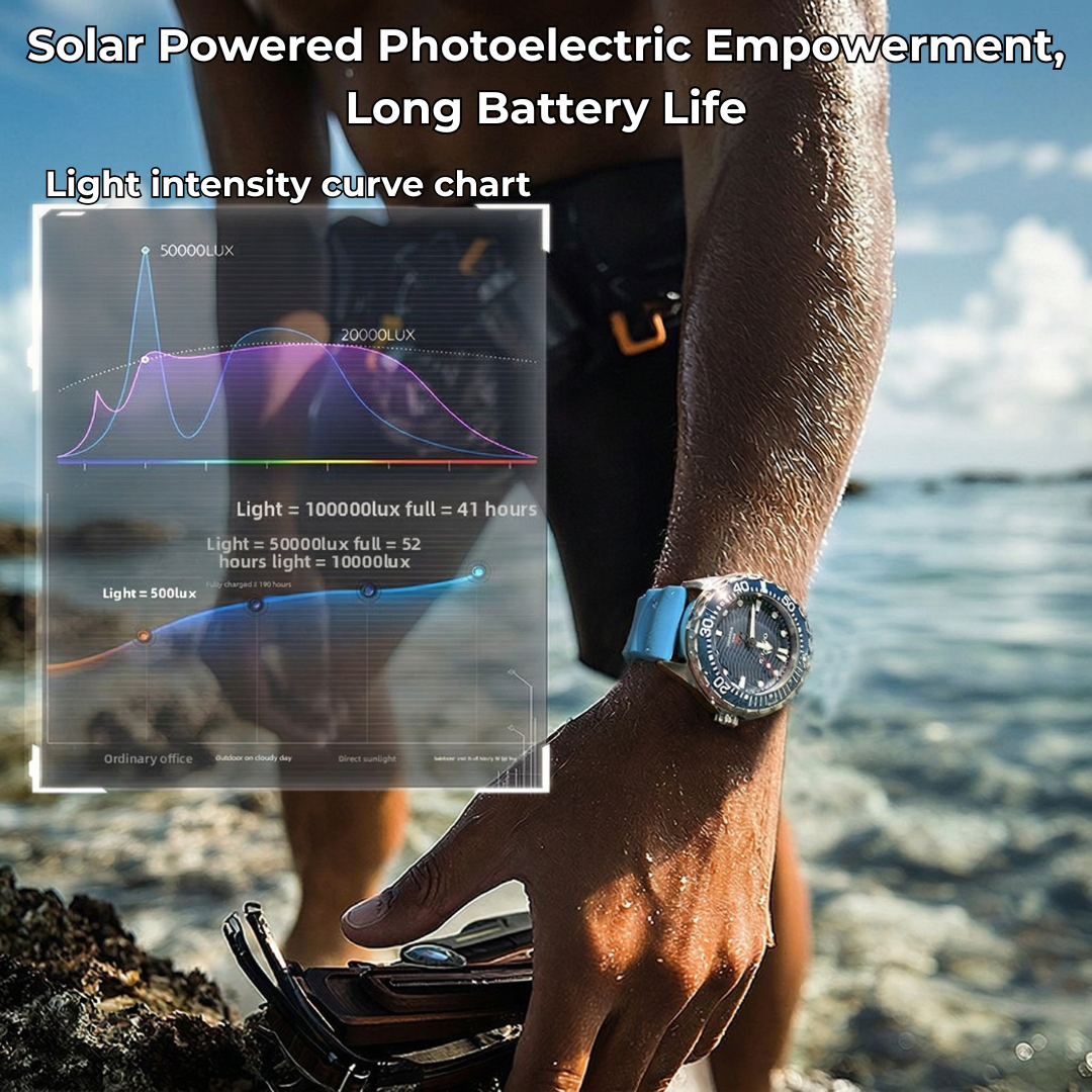 North Edge Stainless Steel Solar Powered Diving Watch