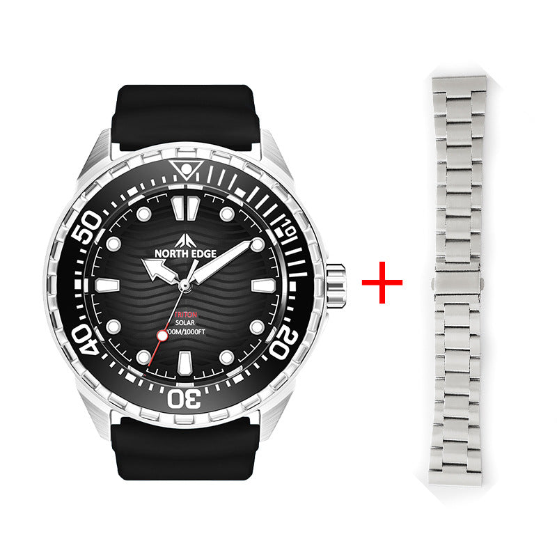 North Edge Stainless Steel Solar Powered Diving Watch