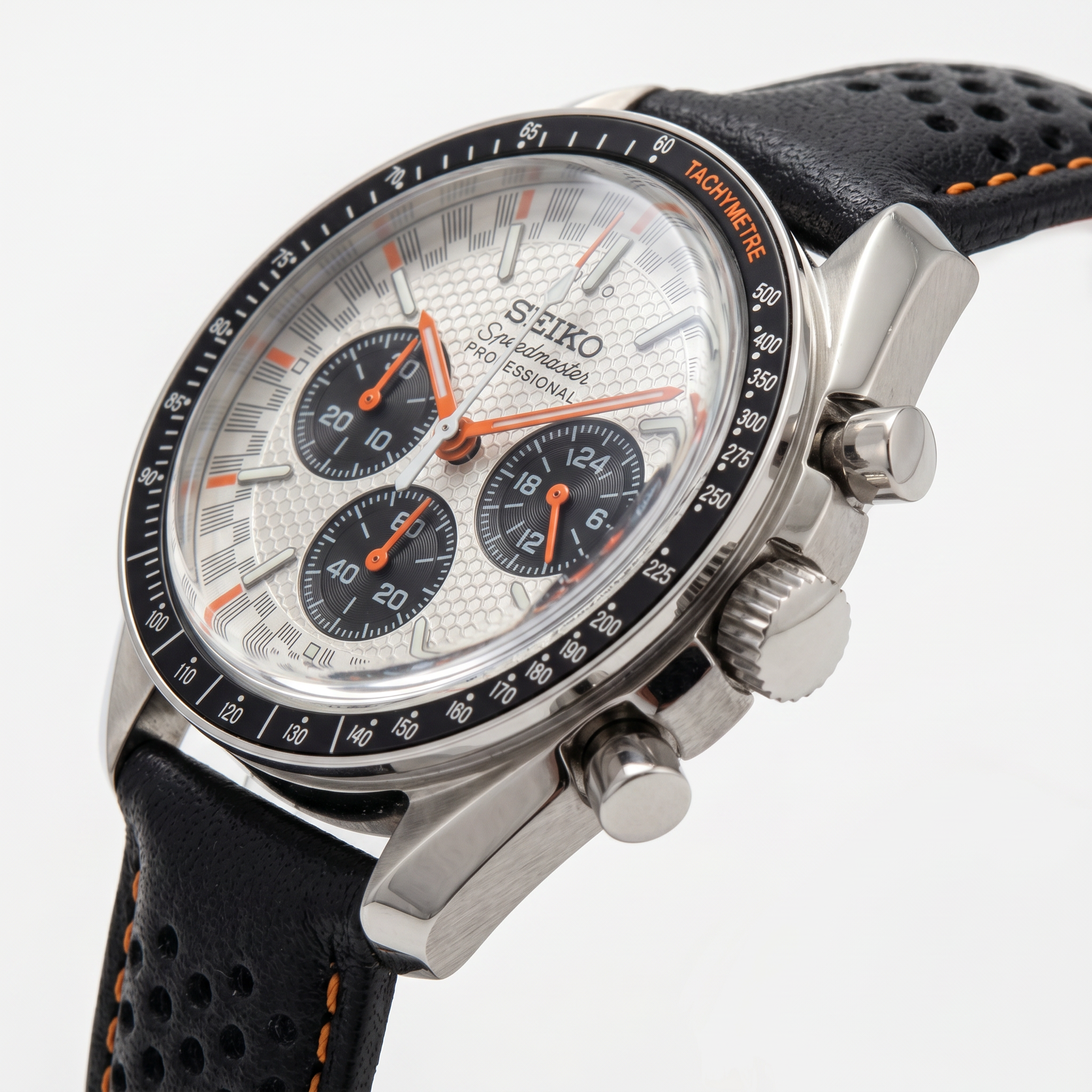 Seiko Mod Speedmaster White Black Orange