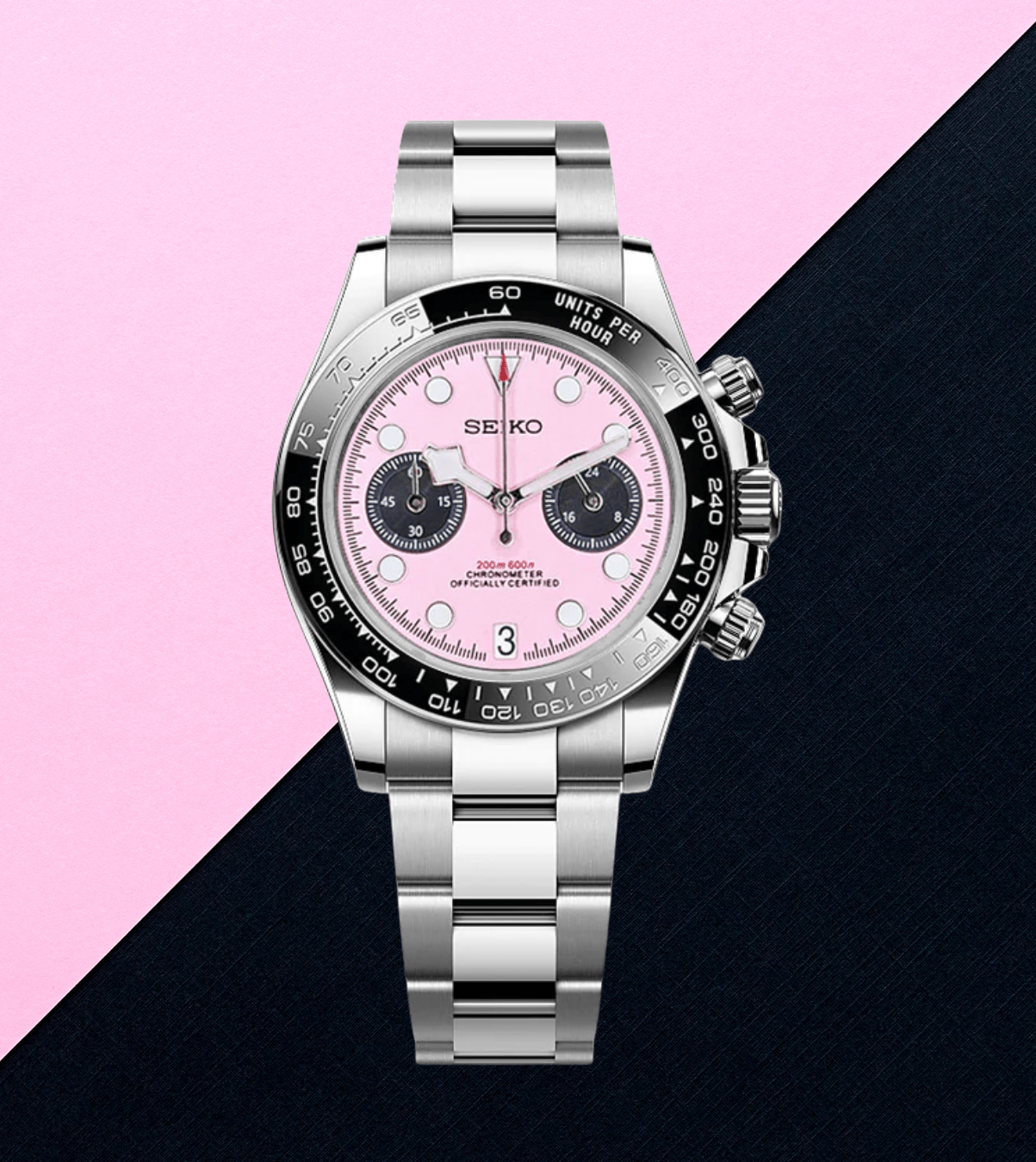 Seiko Mod Black Bay Chrono Miami Pink