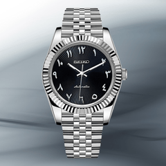 Seiko Mod Datejust Black Textured Arabic