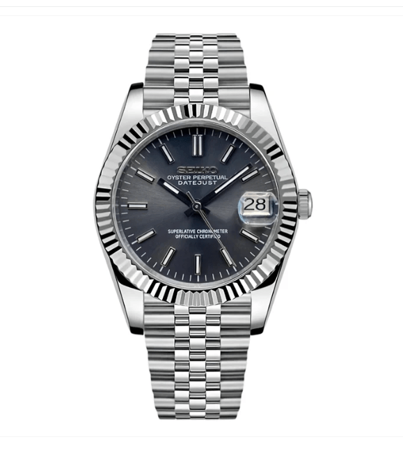 Seiko Mod Datejust Rhodium