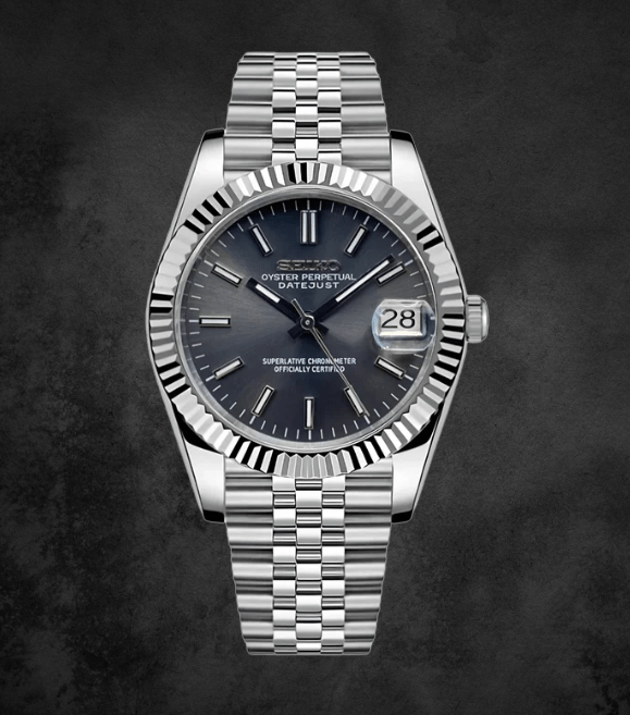 Seiko Mod Datejust Rhodium