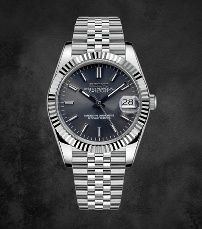 Seiko Mod Datejust Rhodium