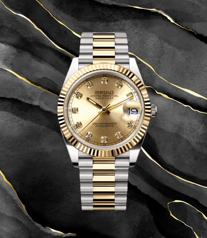 Seiko Mod Datejust Two-Tone Gem Gold