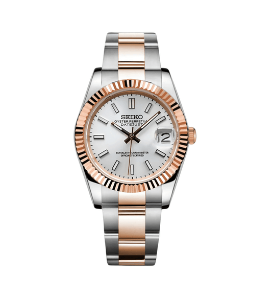 Seiko Mod Datejust Twotone White