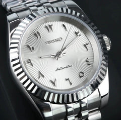 Seiko Mod Datejust White Textured Arabic