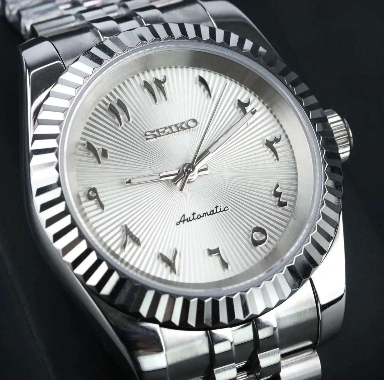 Seiko Mod Datejust White Textured Arabic