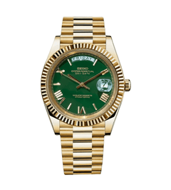 Seiko Mod Day-Date Roman Gold Green