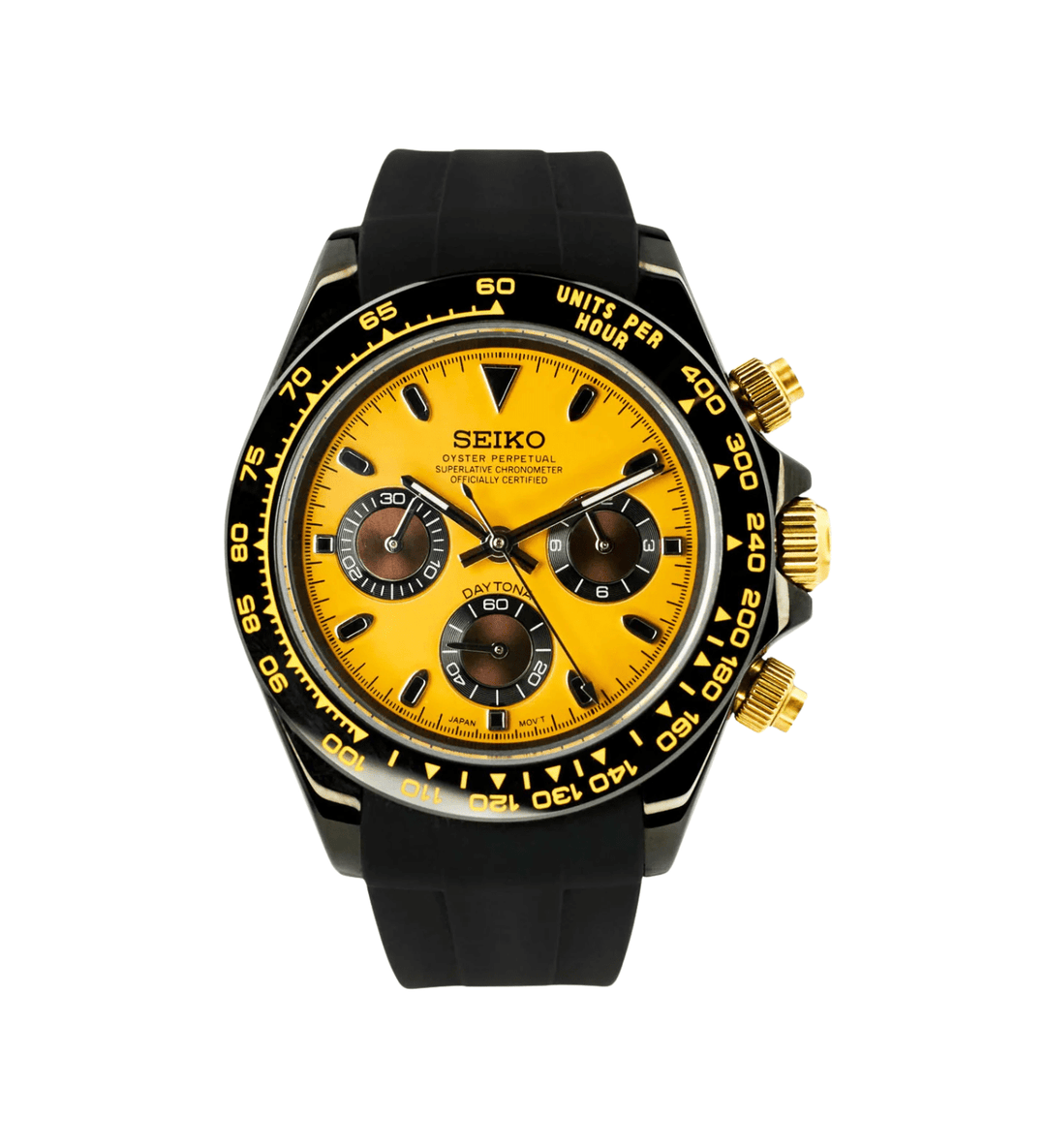 Seiko Mod Daytona Ceramic Yellow Black – Emperor Mods
