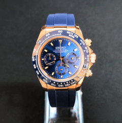 Seiko Mod Daytona Rose Gold Blue - Silicone