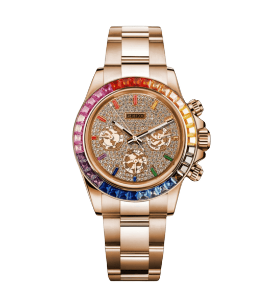 Seiko Mod Daytona Rose Gold - Ice Rainbow