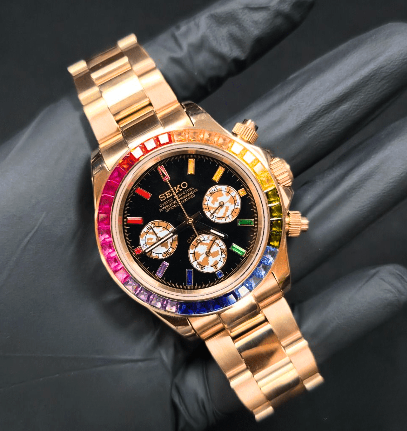 Seiko Mod Daytona Rose Gold - Rainbow II