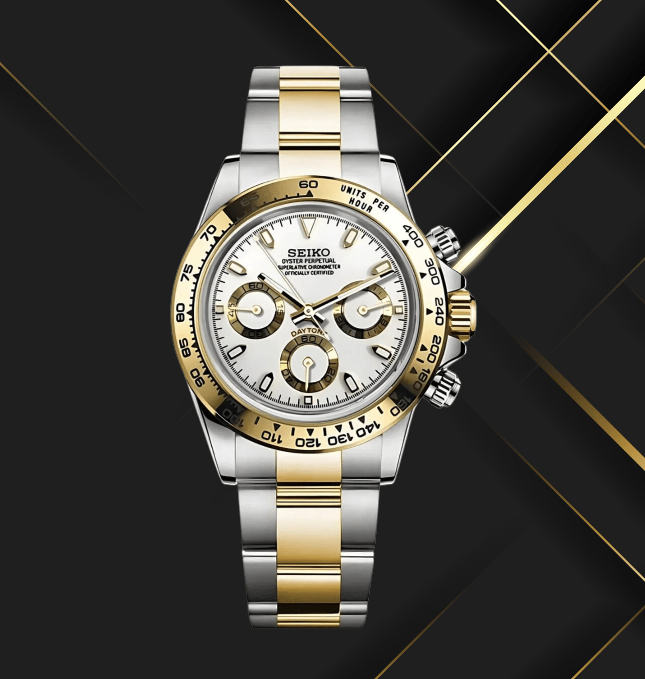 Seiko Mod Daytona Two-Tone Gold White
