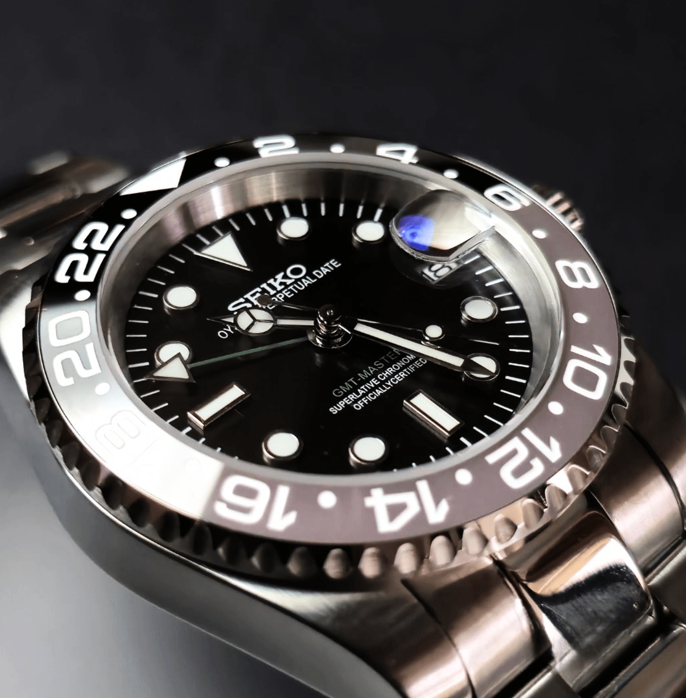 Seiko Mod GMT Bruce Wayne