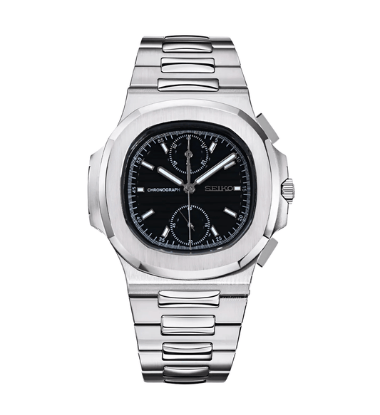 Seiko Mod Nautilus Chrono Black