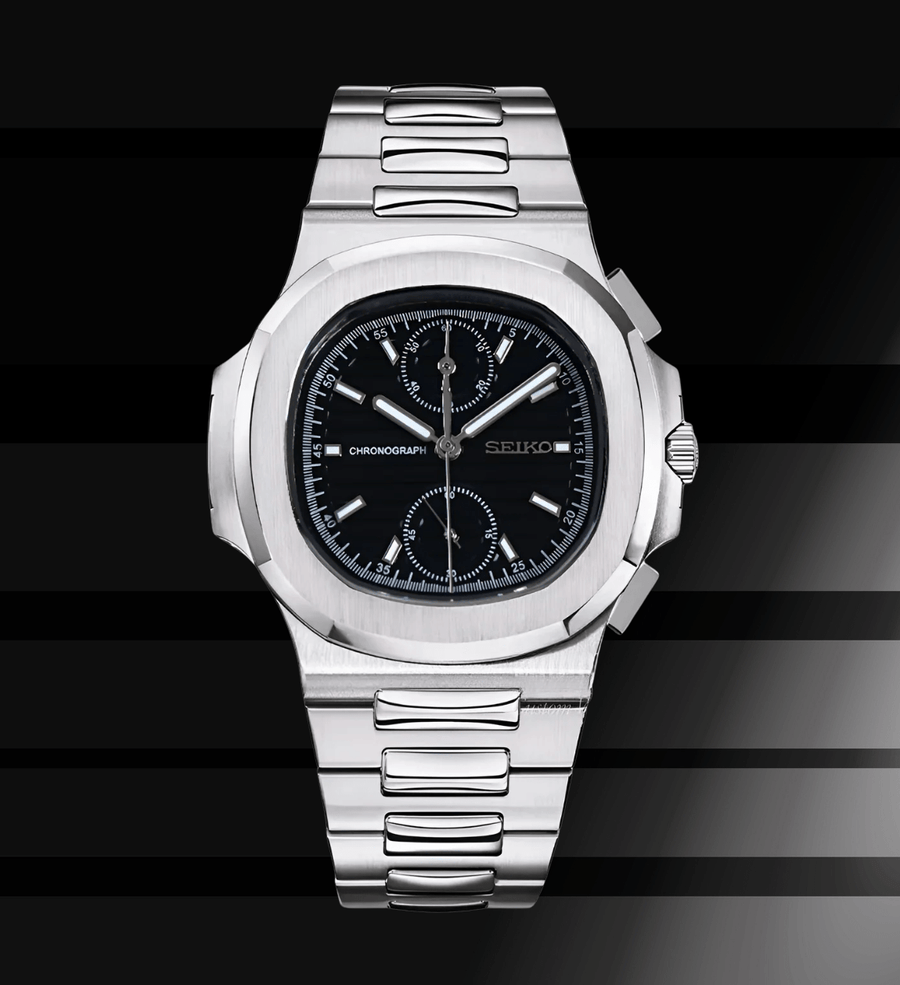 Seiko Mod Nautilus Chrono Black