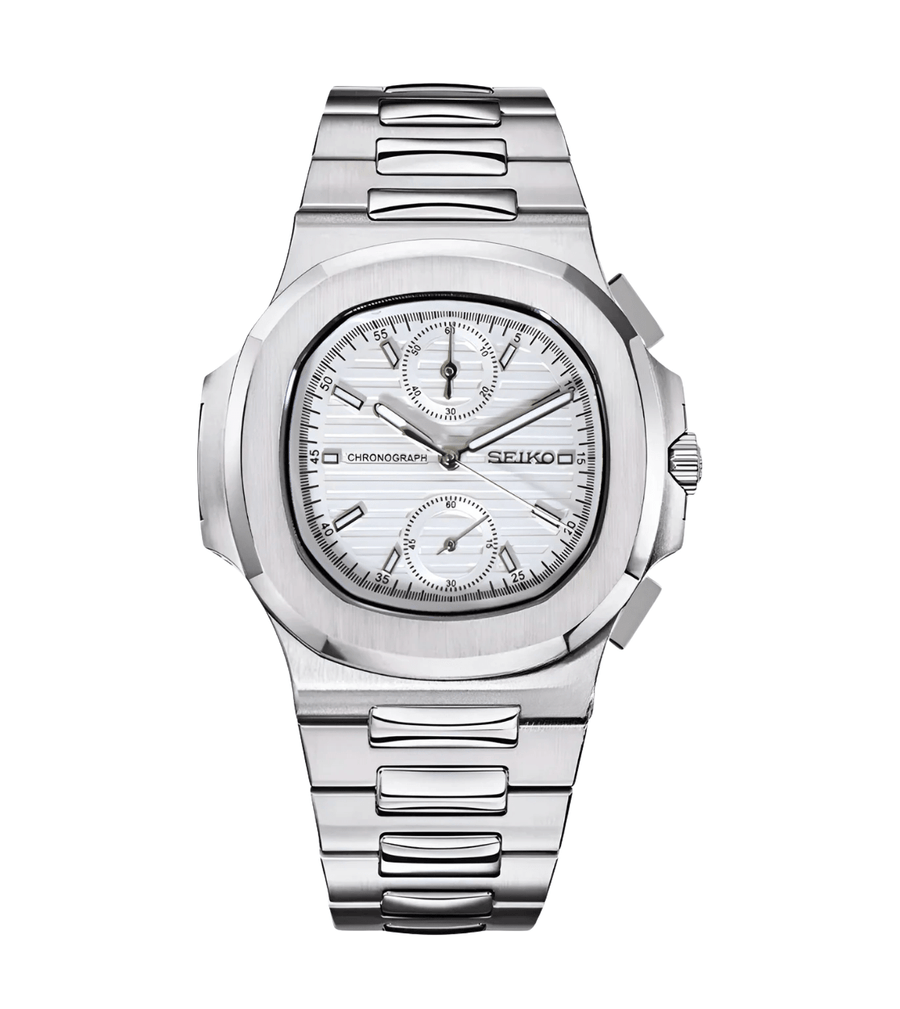 Seiko Mod Nautilus Chrono White
