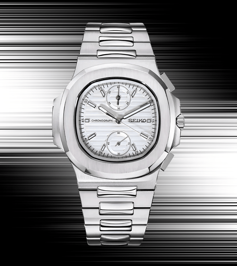 Seiko Mod Nautilus Chrono White