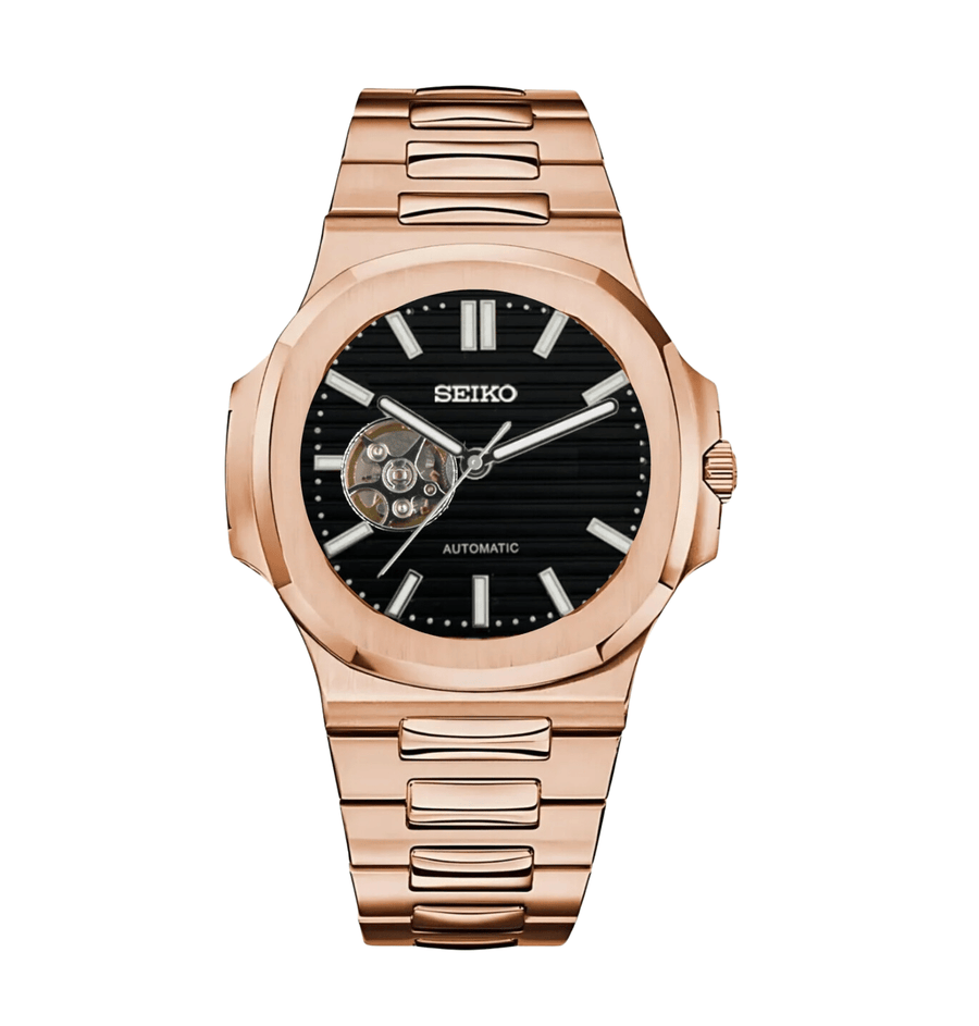 Seiko Mod Nautilus (Open Heart) Rose Gold - Black